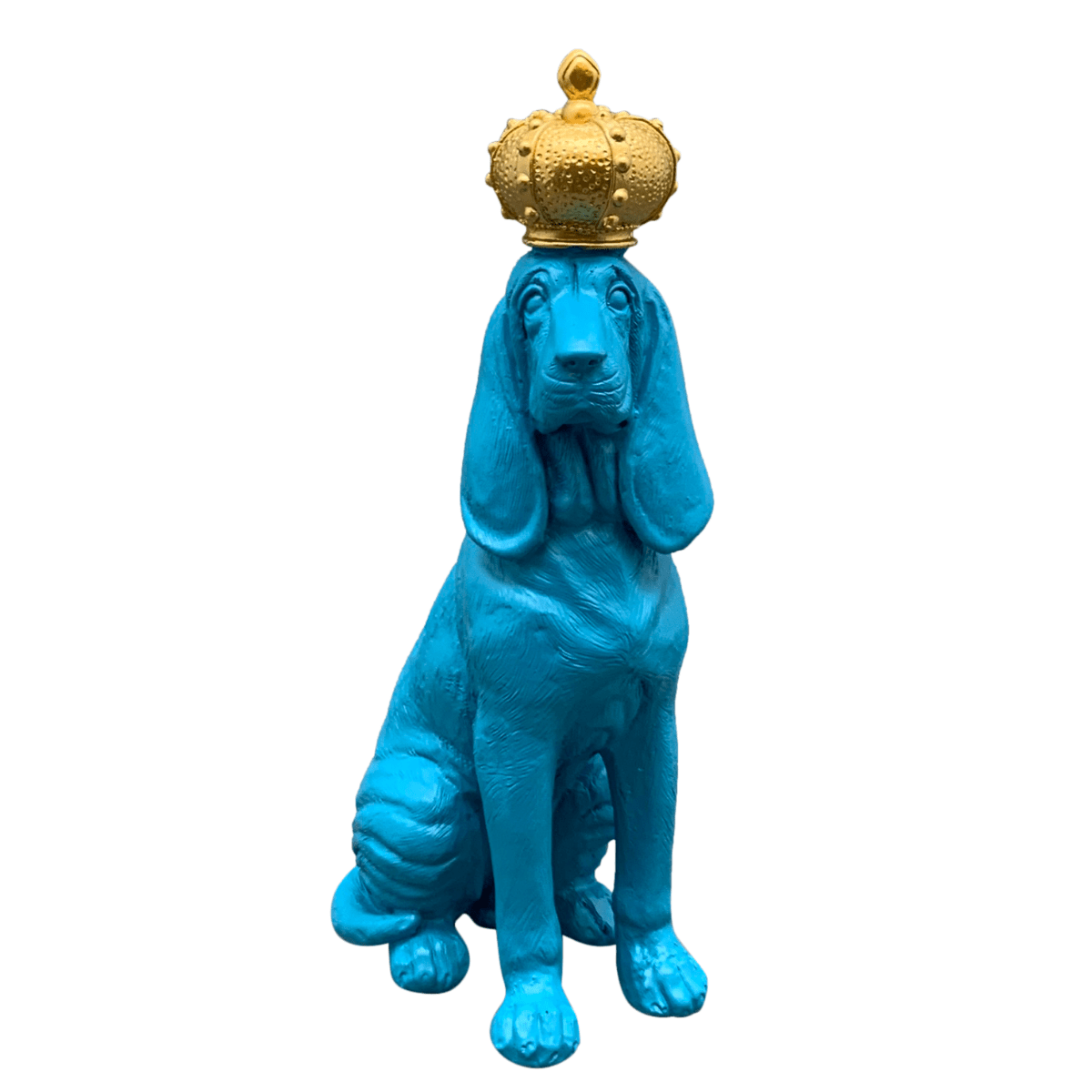 Statue résine Chien Gostonak Bleu Couronne Doré H24cm