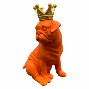 Statue résine Chien Gostonak Orange Couronne Doré H21cm