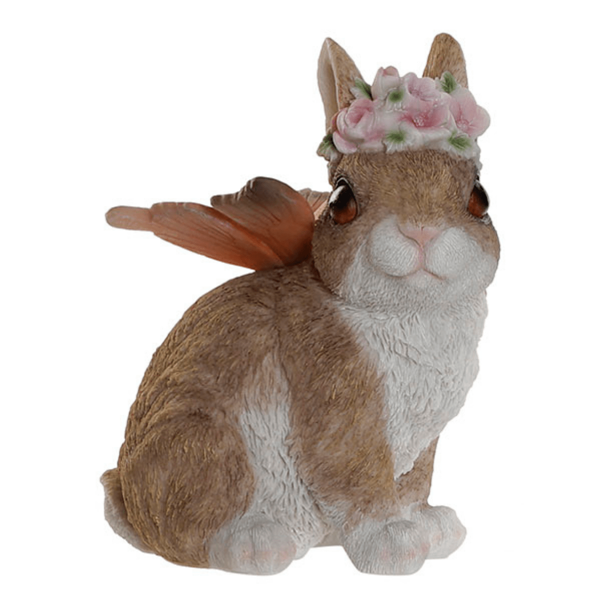 Statue résine Lapin avec Fleurs Triscotte H15cm
