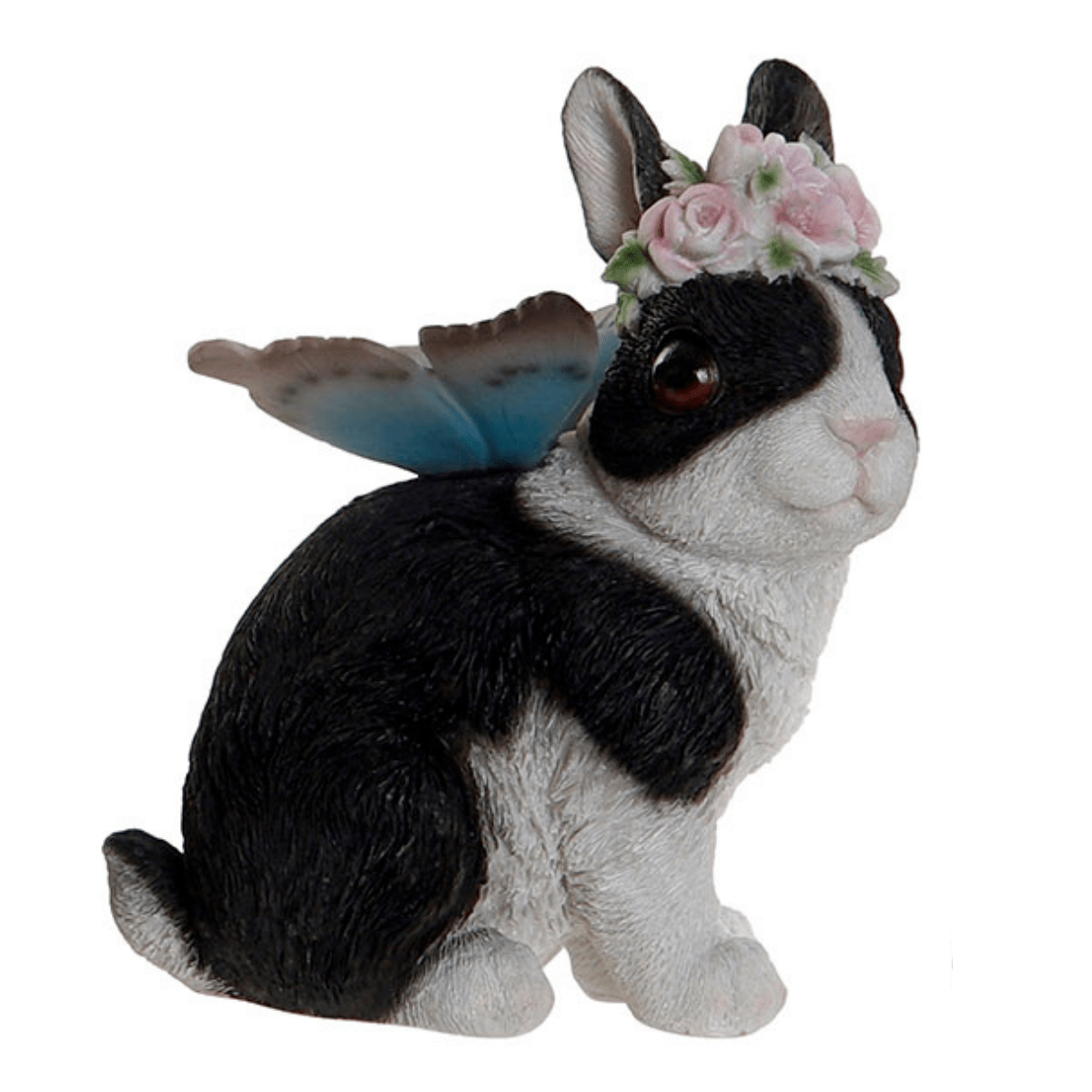 Statue résine Lapin avec Fleurs Vanousa H15cm