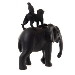 Statue résine Totem Animaux Tanzia Ethnique Noir H31cm