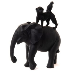 Statue résine Totem Animaux Tanzia Ethnique Noir H31cm
