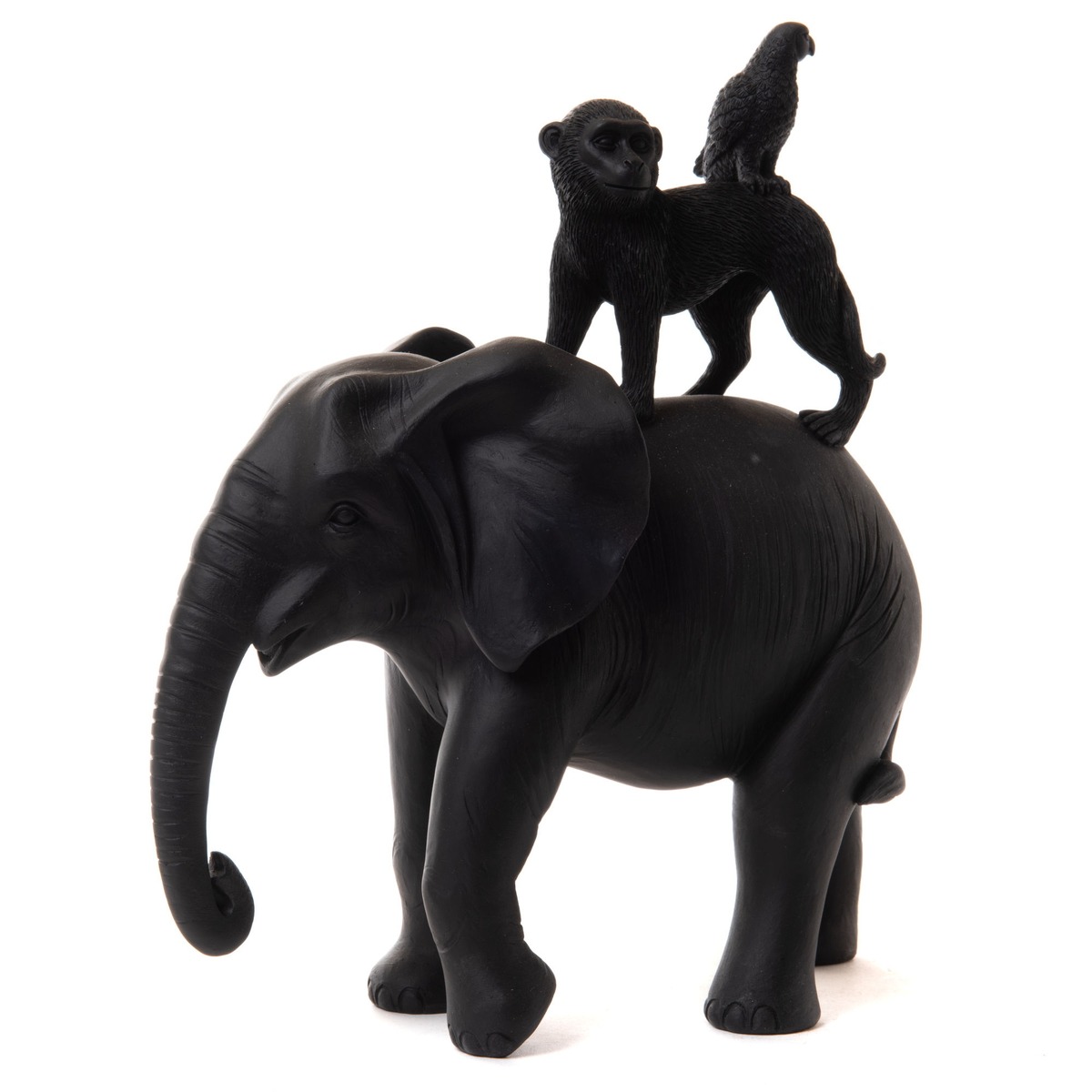 Statue résine Totem Animaux Tanzia Ethnique Noir H31cm