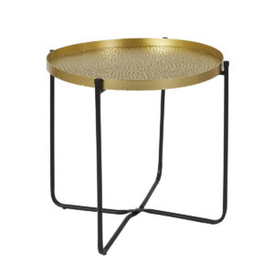 Table ronde métal martelé doré Likia D50cm