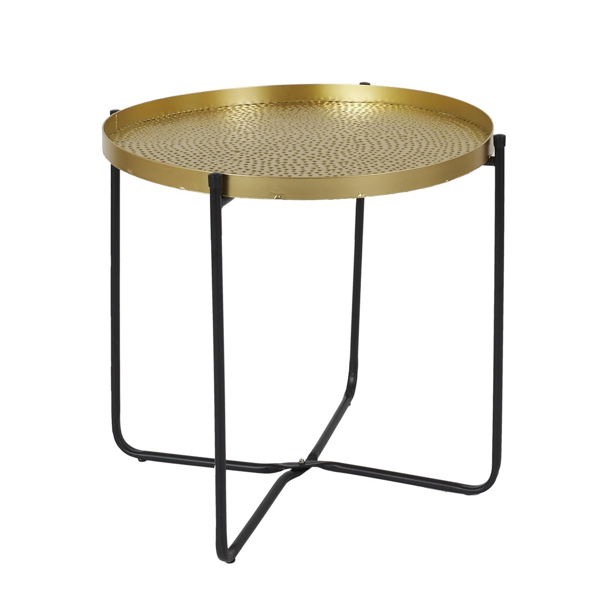Table ronde métal martelé doré Likia D50cm