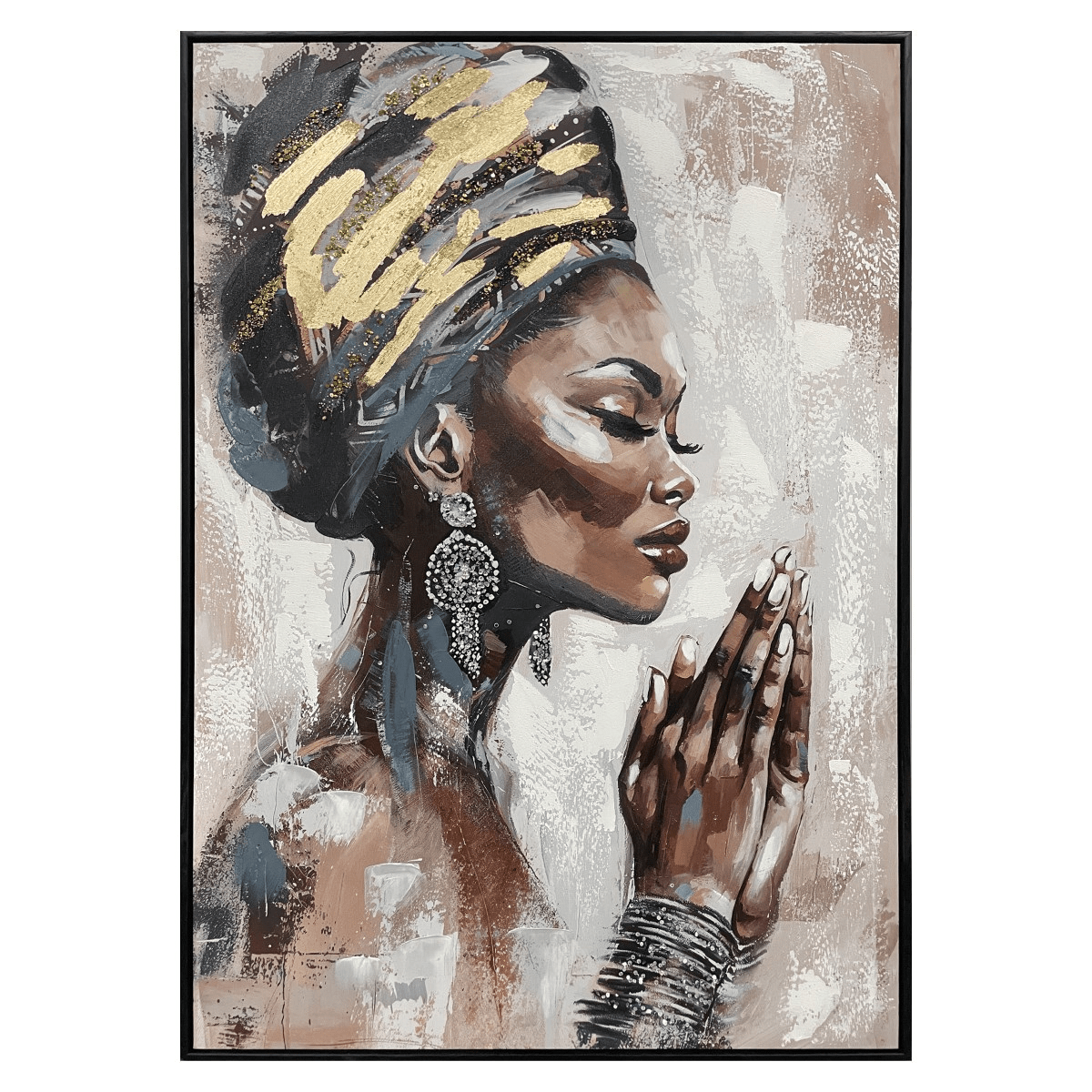 Tableau Peinture Tshanza Femme Africaine 100x70cm