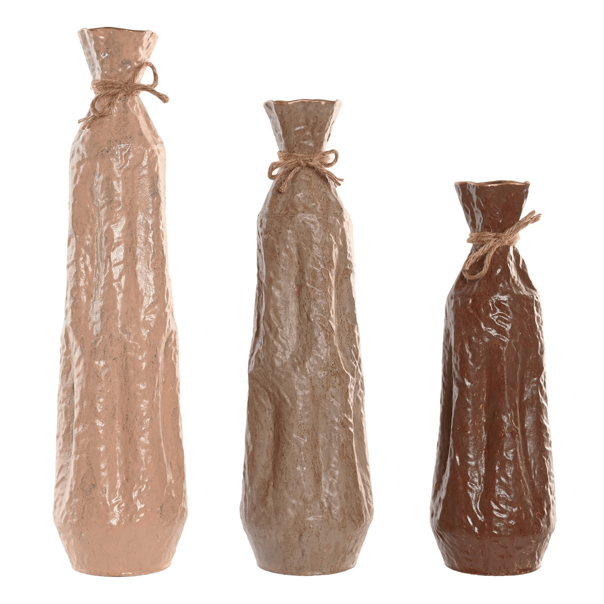 Vase bouteille métal Bazionis bohème Corde