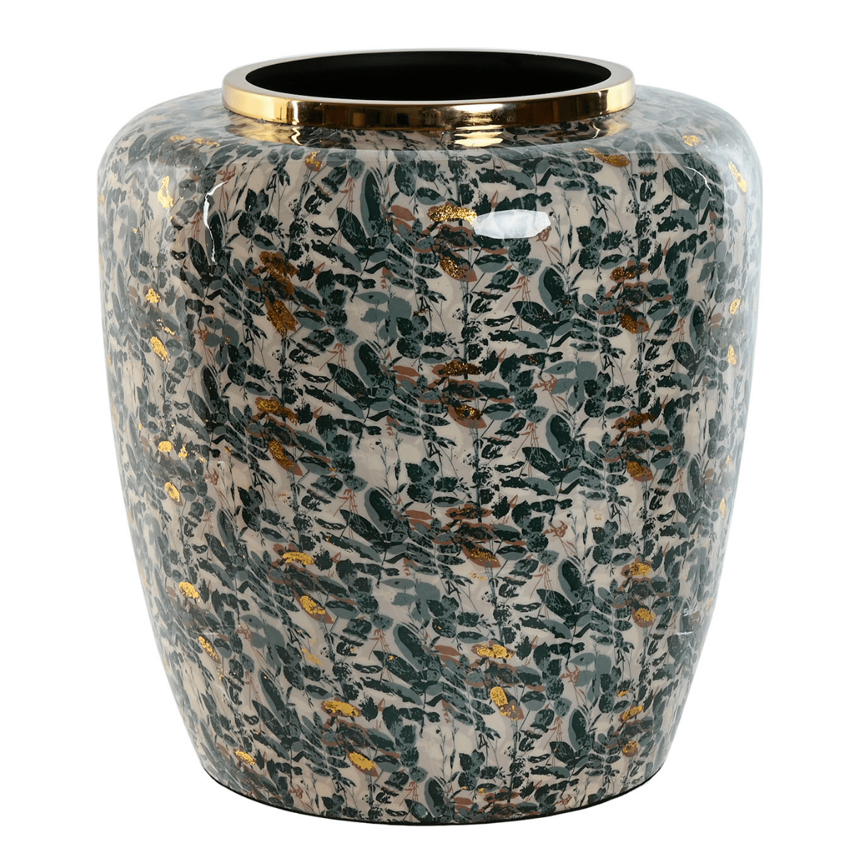 Vase métal Noupina Vert et Doré H36cm