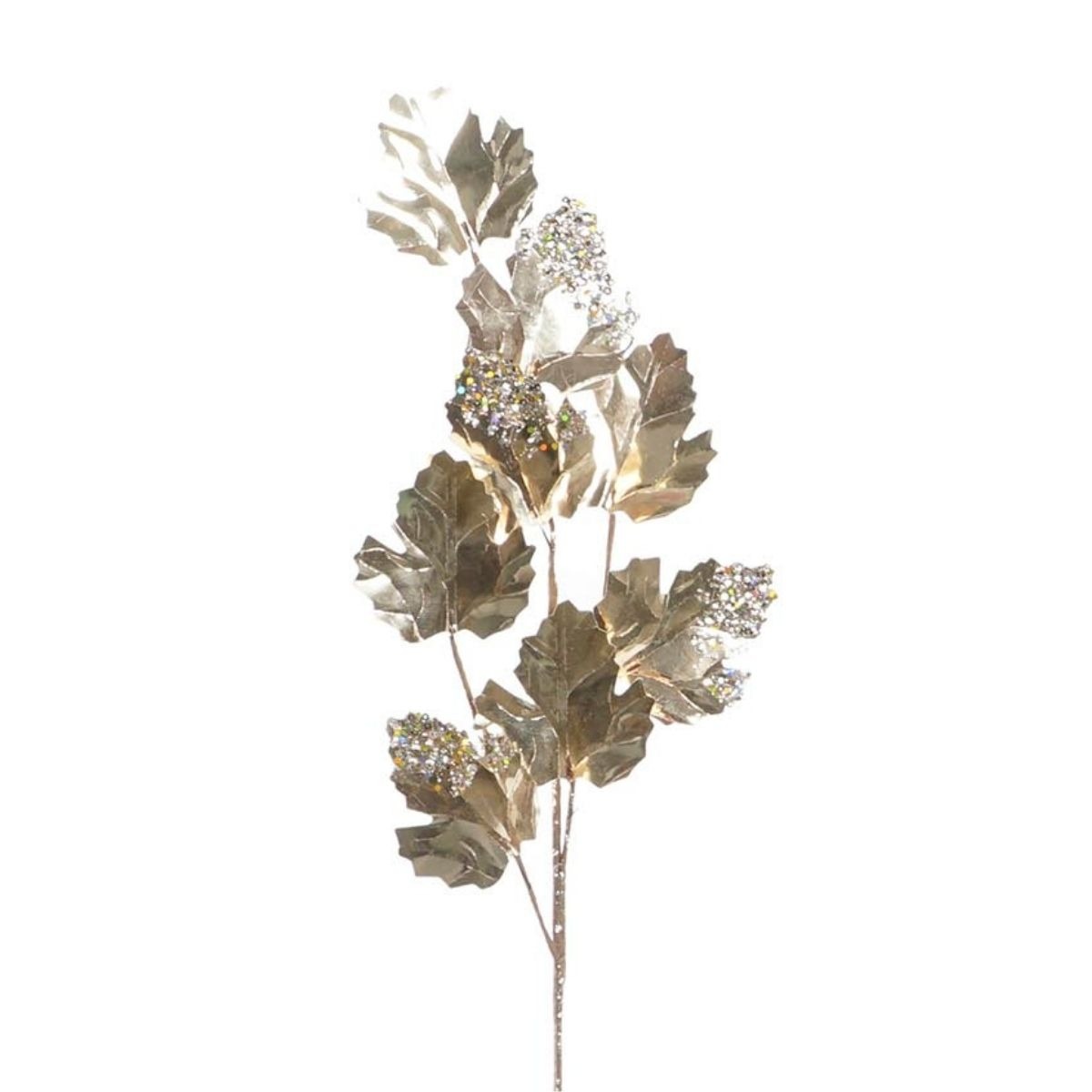 Branchage de Noël Feuilles pailletées Odmung Cuivre H74cm