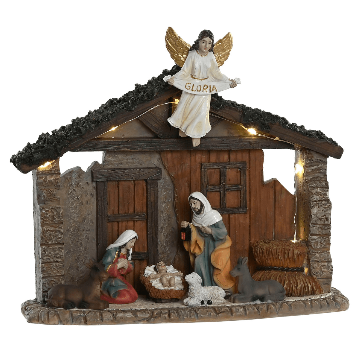 Crèche de Noël lumineuse Garbatella 22x18cm