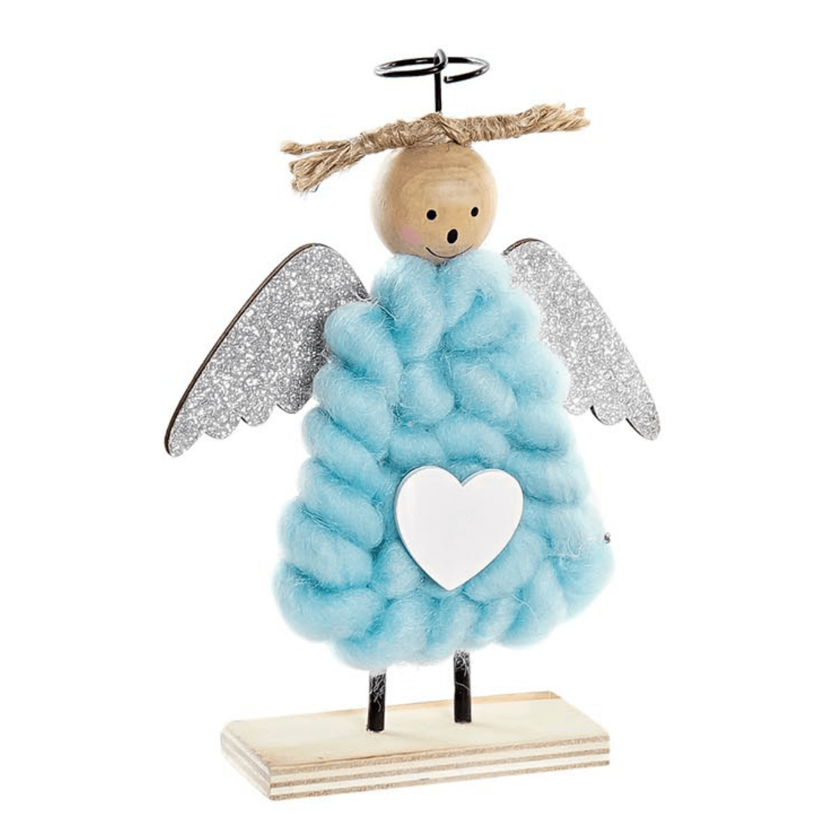 Déco Noël Figurine Ange Cœur Torricola Bleu H19cm