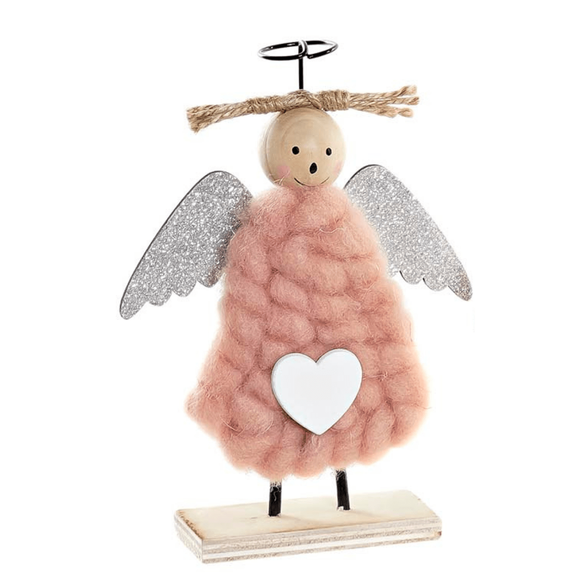 Déco Noël Figurine Ange Cœur Torricola Corail H19cm