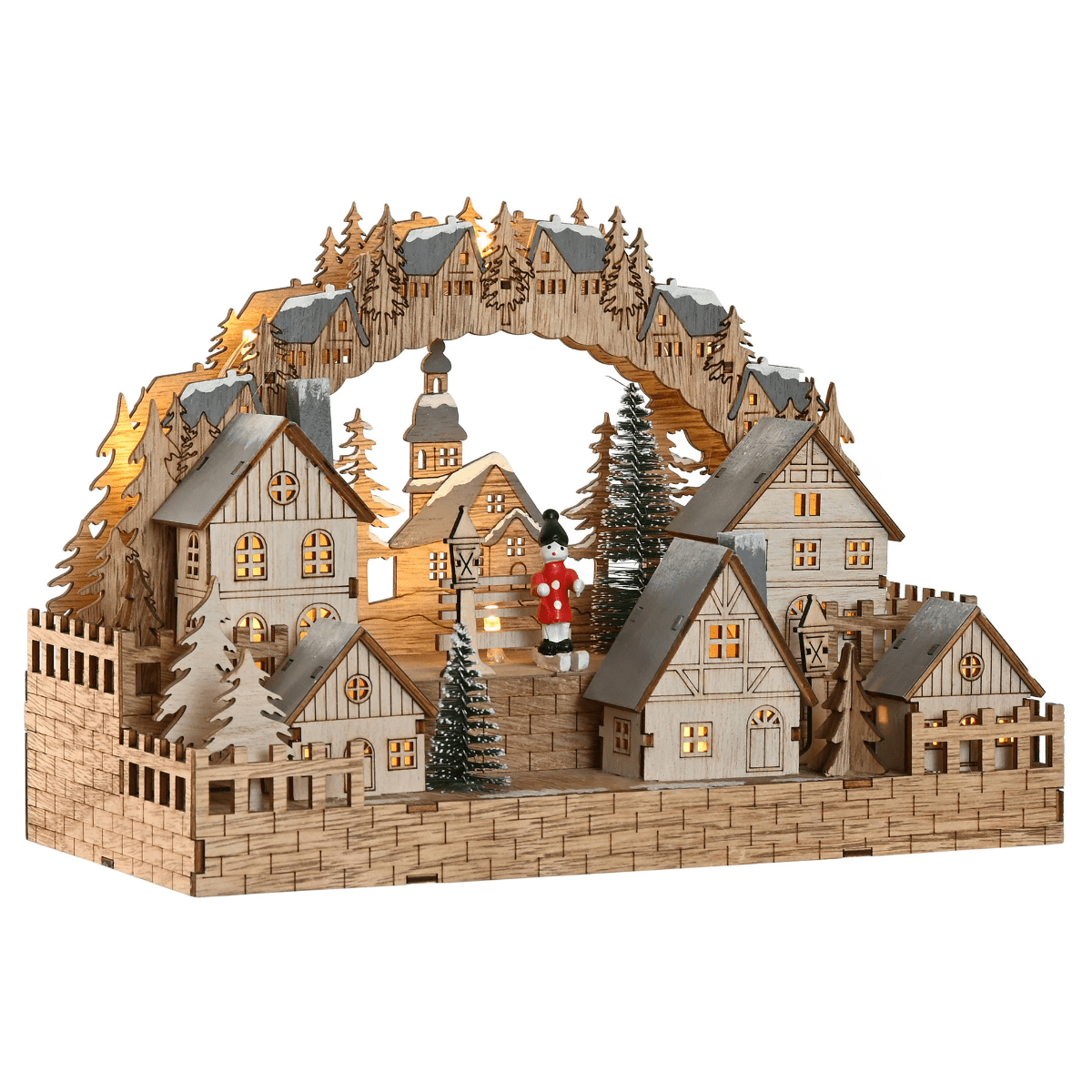 Déco Scène de Noël en Bois LED Village Gronsock 30cm