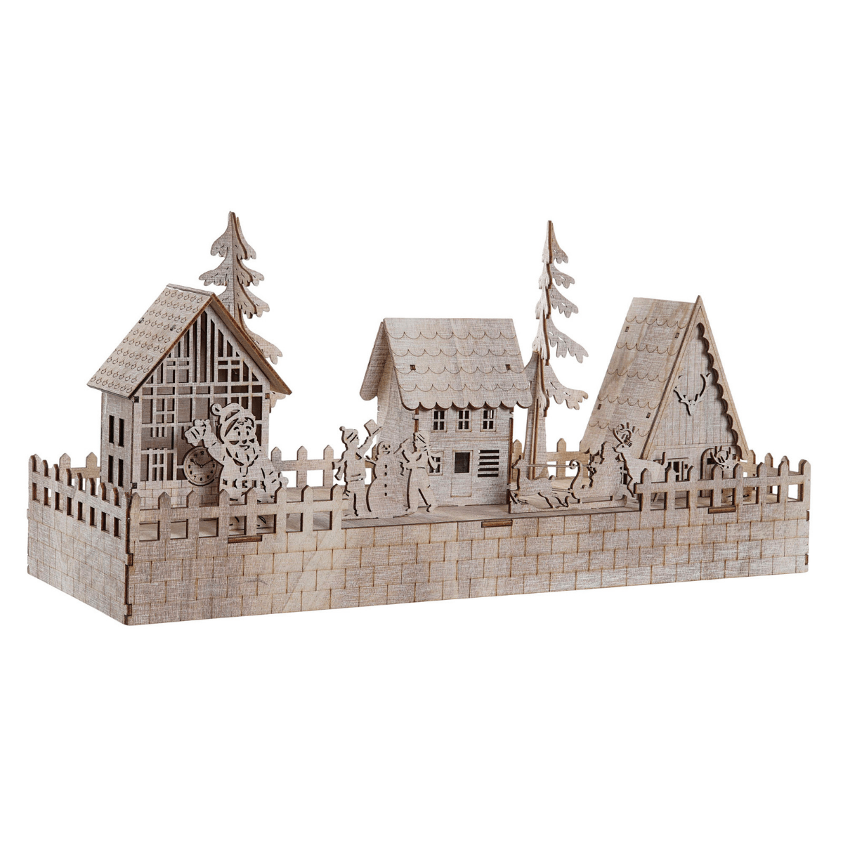 Déco Scène de Noël en Bois LED Village Jokkmokk 45cm