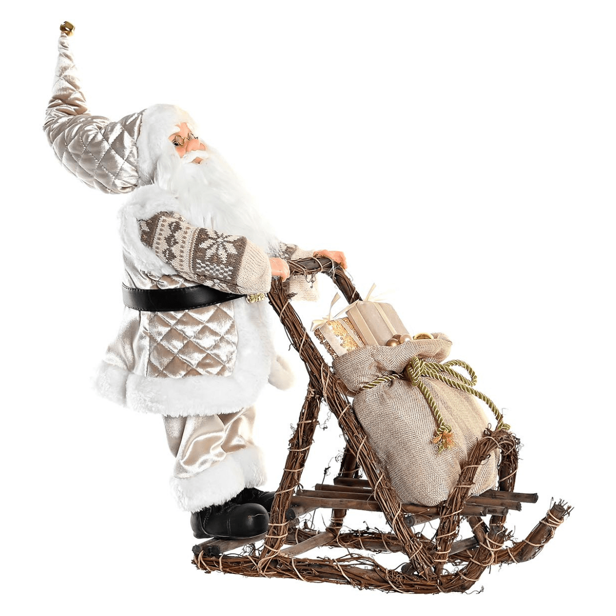 Décoration Père Noël Champagne Aspudden avec traineau H48cm
