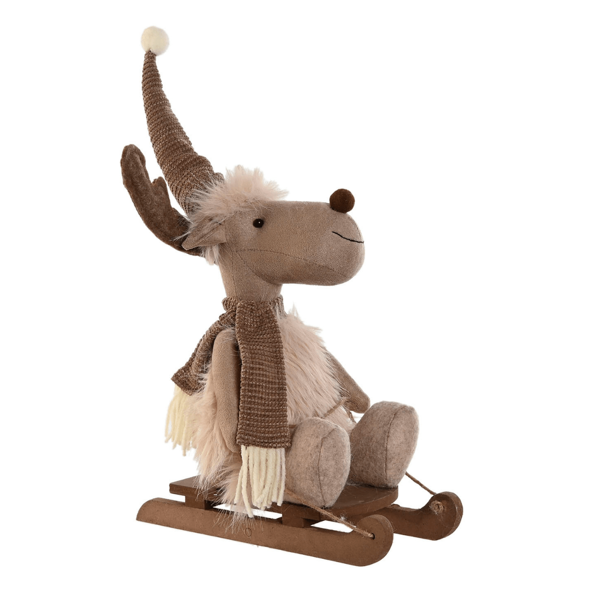 Figurine Renne sur luge Serkis Beige H40cm