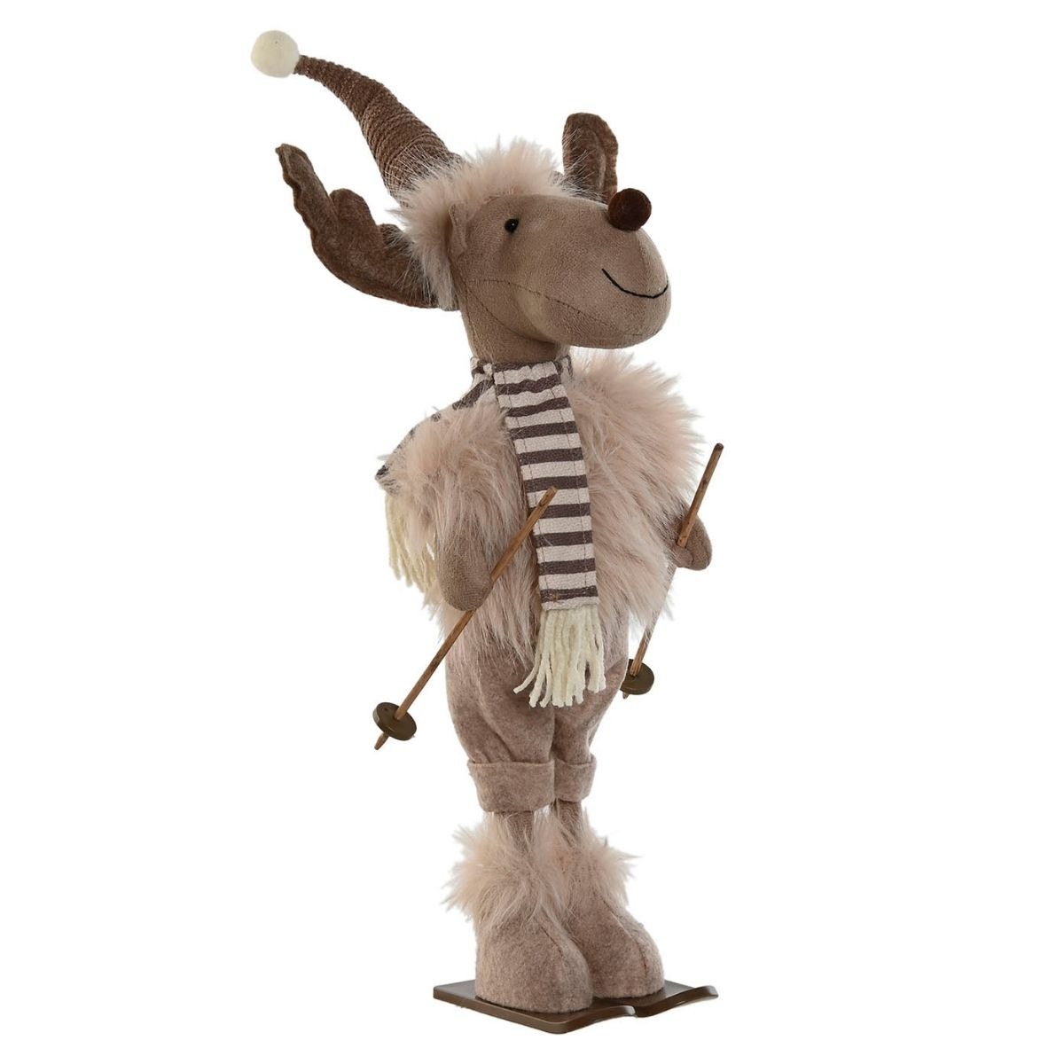 Figurine Renne sur ski Serkis Beige H50cm