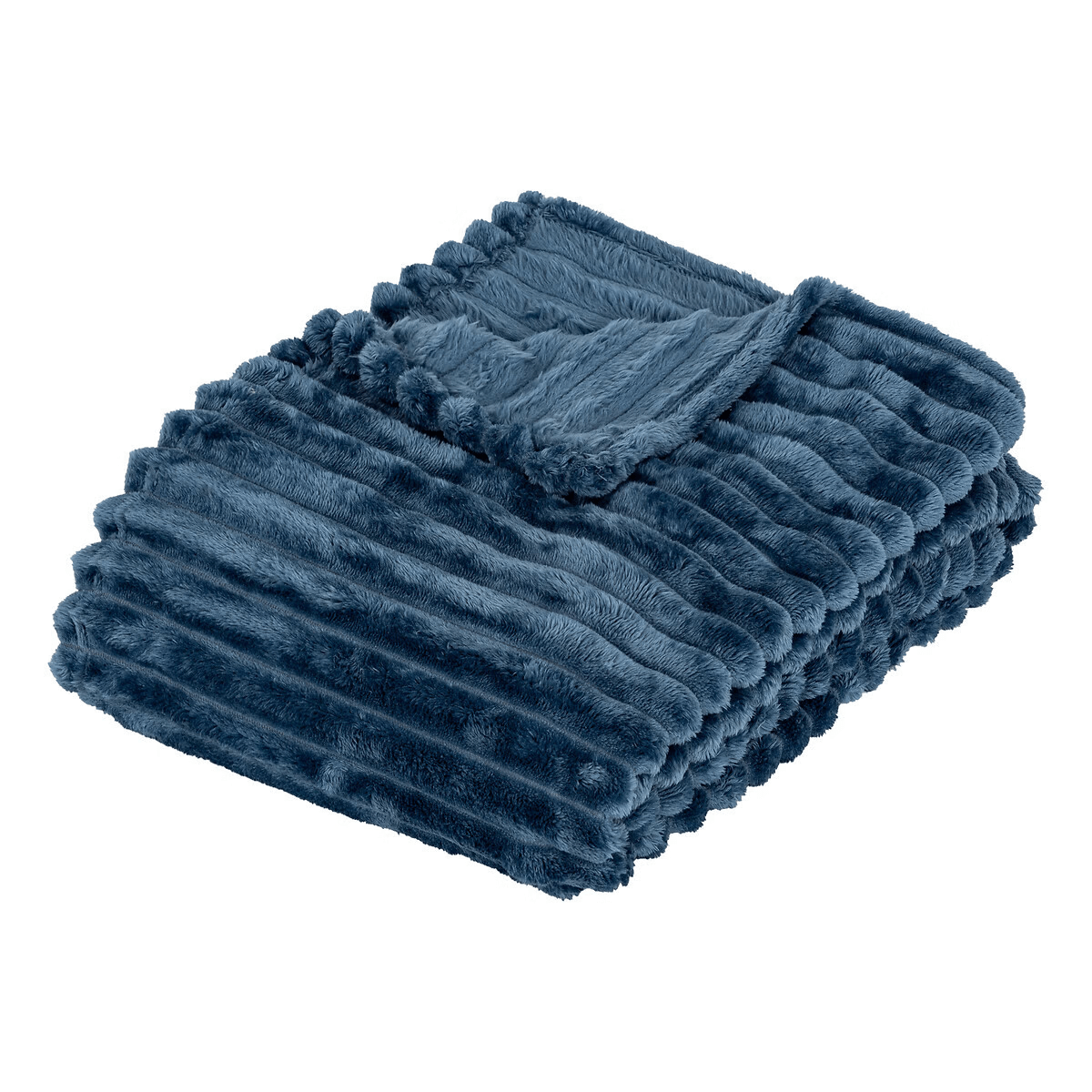 Plaid Côtelé Flanelle Oracanis Bleu 170x130cm