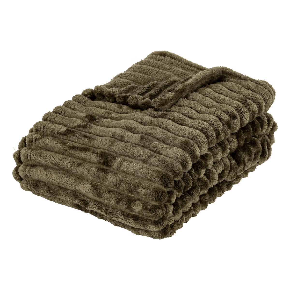 Plaid Côtelé Flanelle Oracanis Kaki 170x130cm