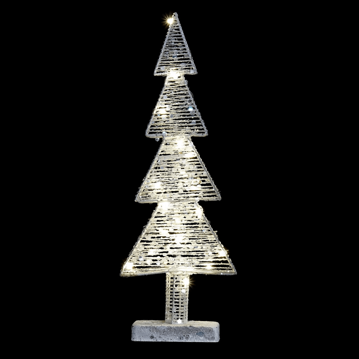 Sapin déco Noël métal Lumineux Megliosa Blanc H50cm