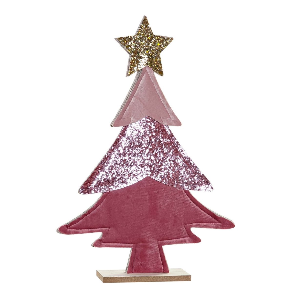 Sapin déco Noël pailletté Annika Rose et Doré H35cm