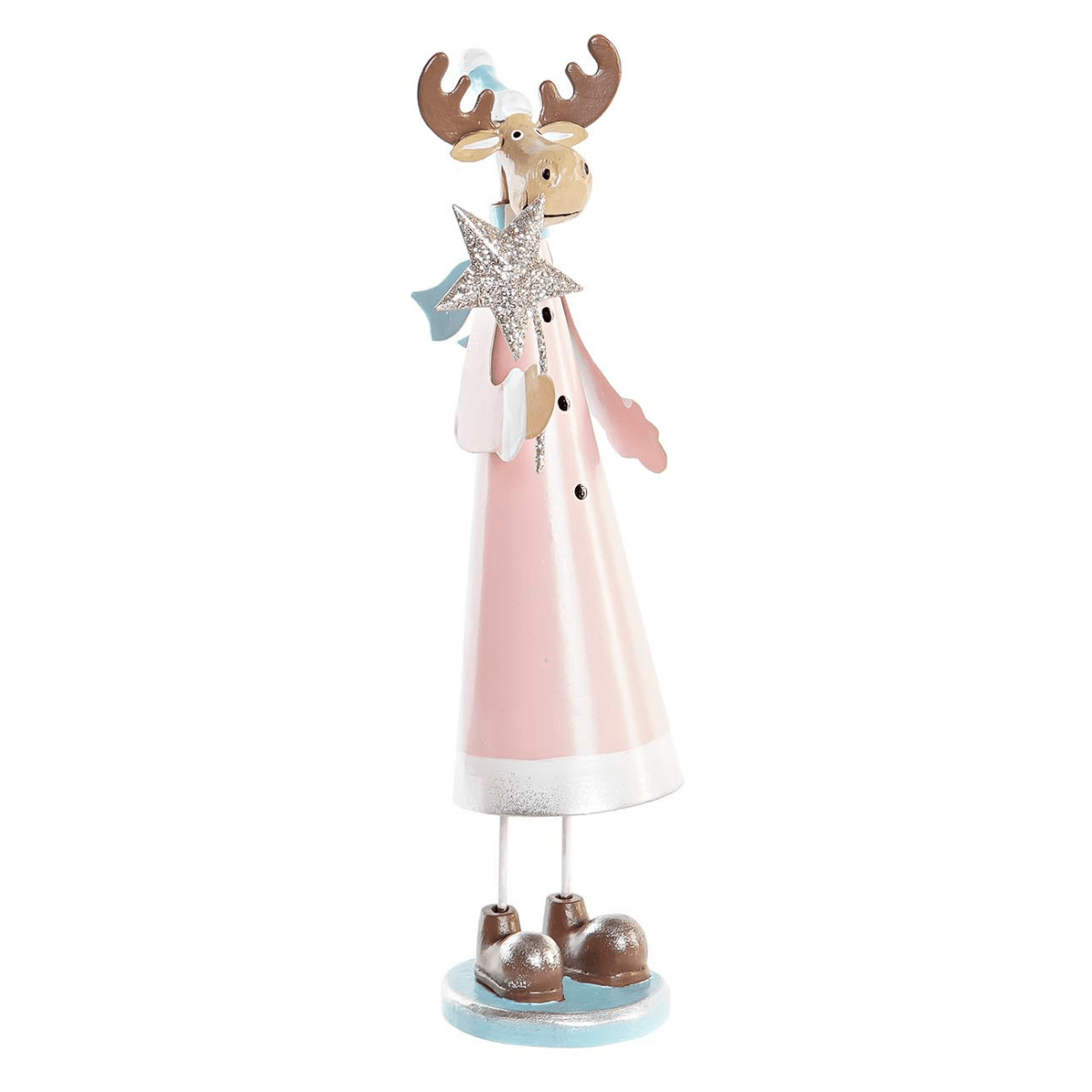 Statue Renne métal Etoile Dragoncello Rose H24cm