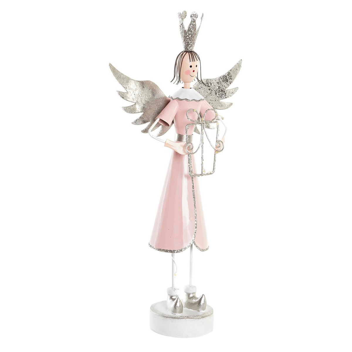 Statue lumineuse Ange métal Trattoria Rose H36cm