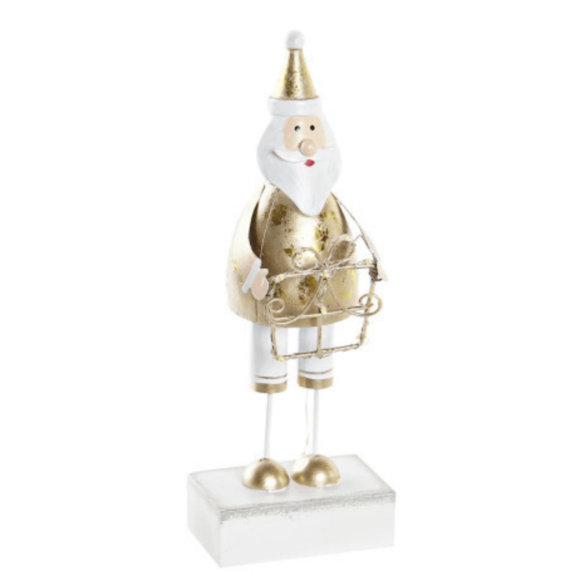 Statue lumineuse Père Noël métal Bernocchi Doré H20cm