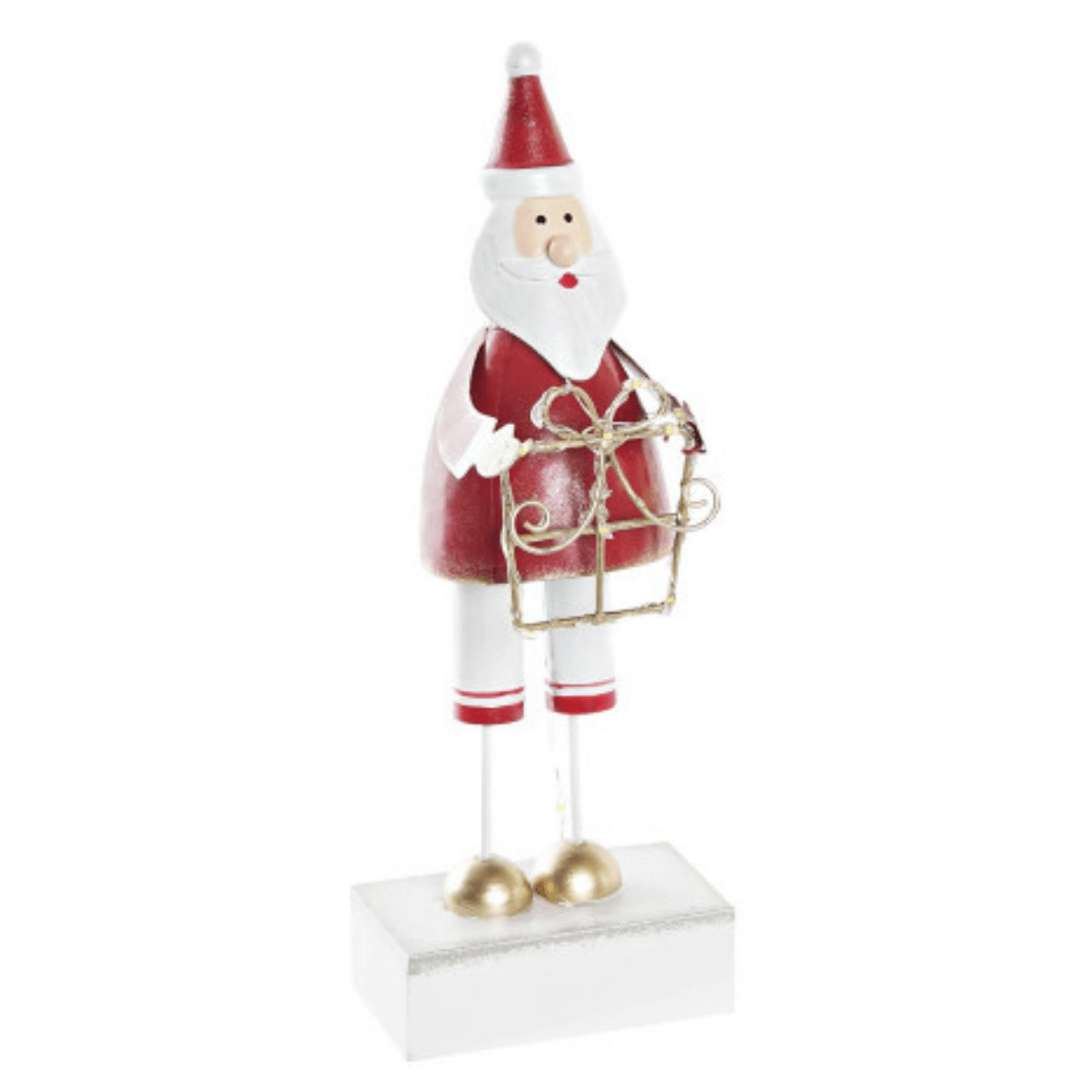 Statue lumineuse Père Noël métal Bernocchi Rouge H20cm