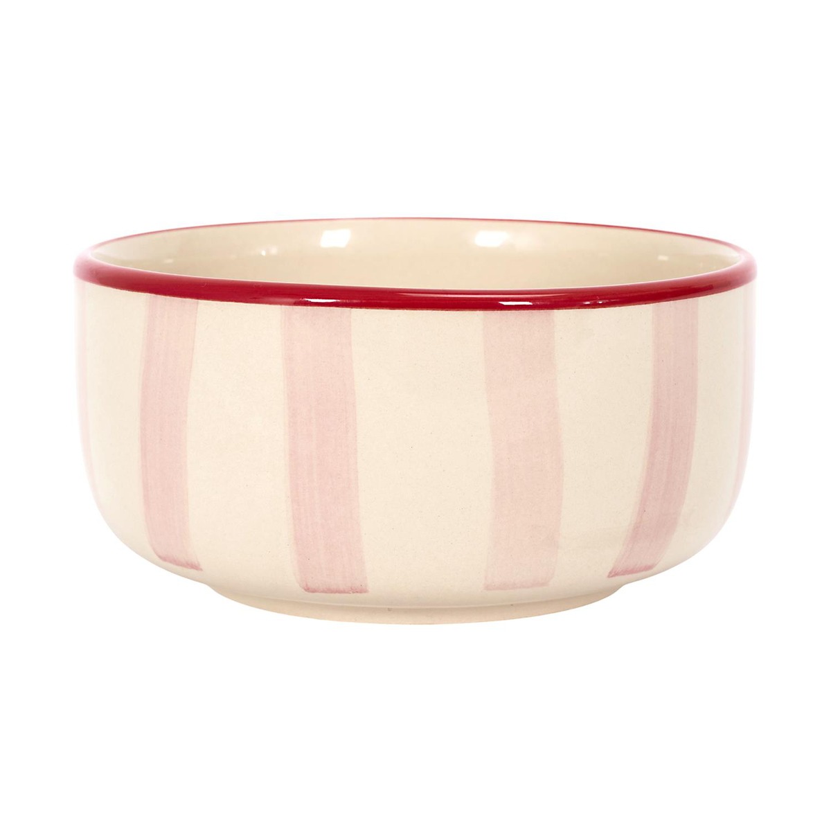 Bol en grès Toscana Rayures Rose et Blanc D14cm