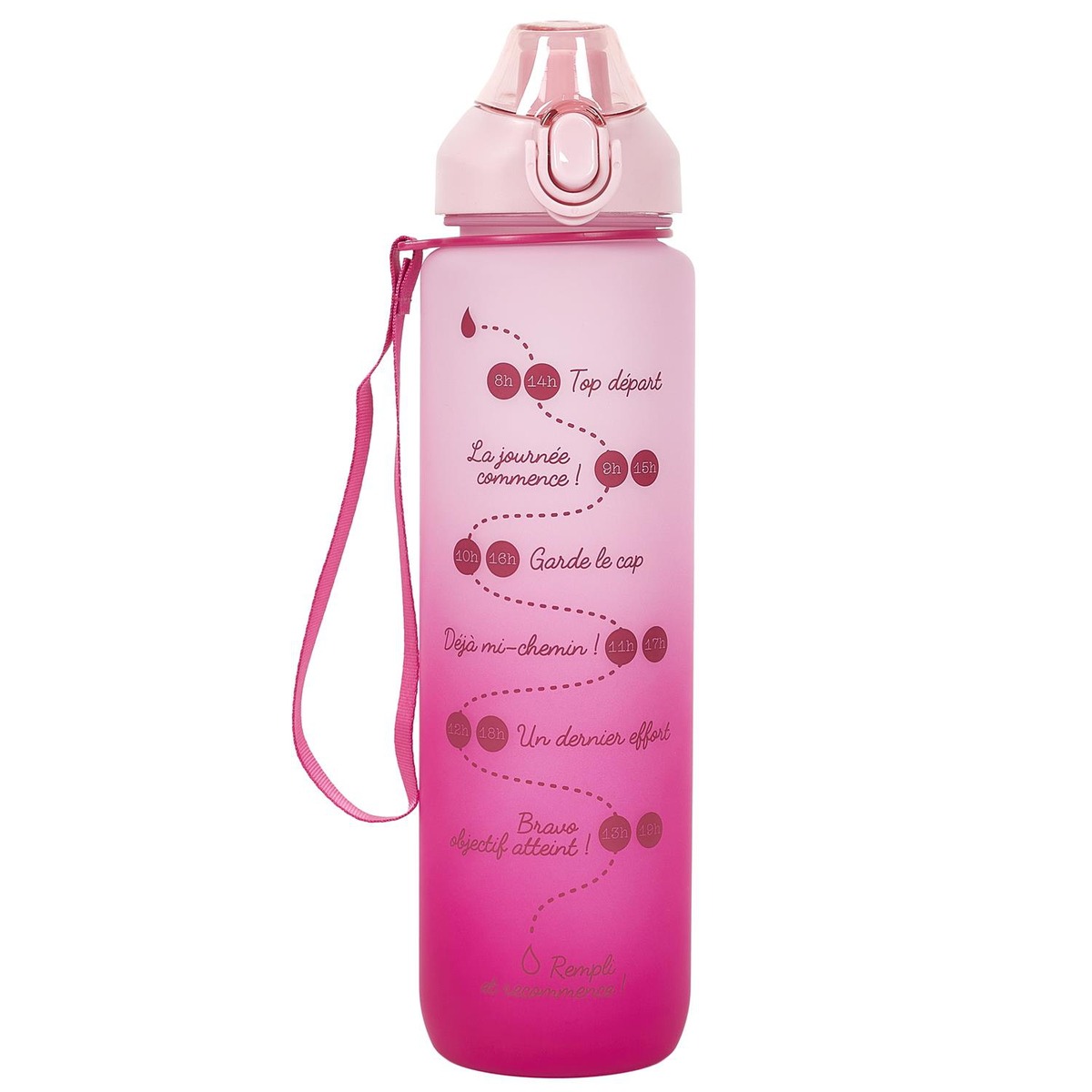 Bouteille motivation graduée 1L Teresane Rose