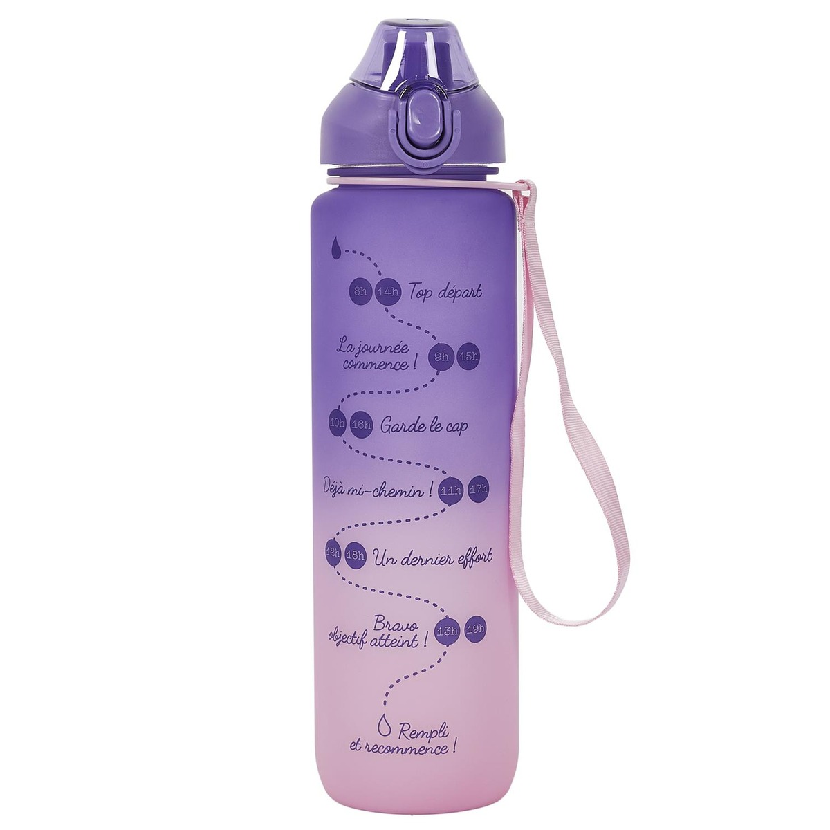 Bouteille motivation graduée 1L Teresane Violet