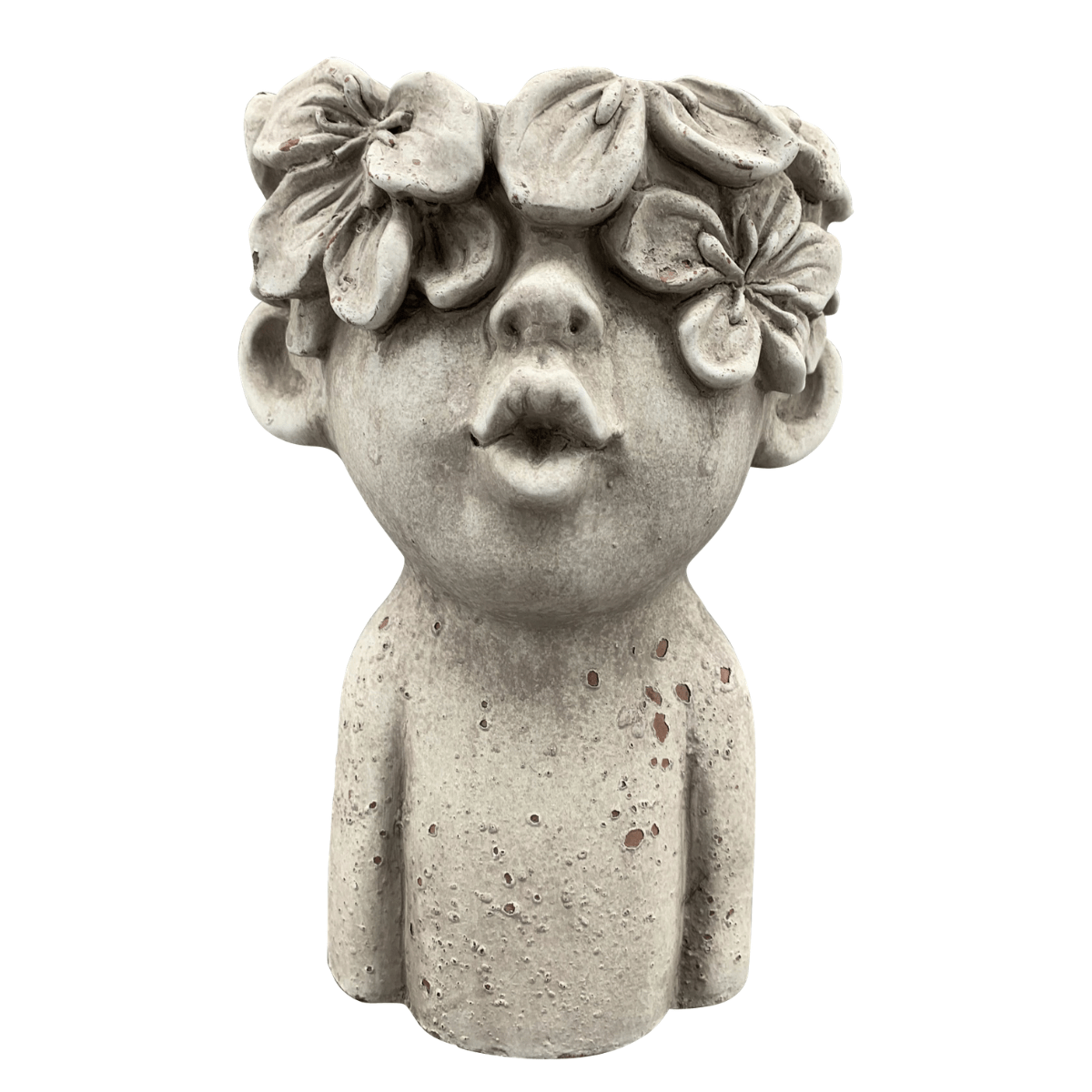 Cache-pot ciment Tête fleurie Traline H20cm