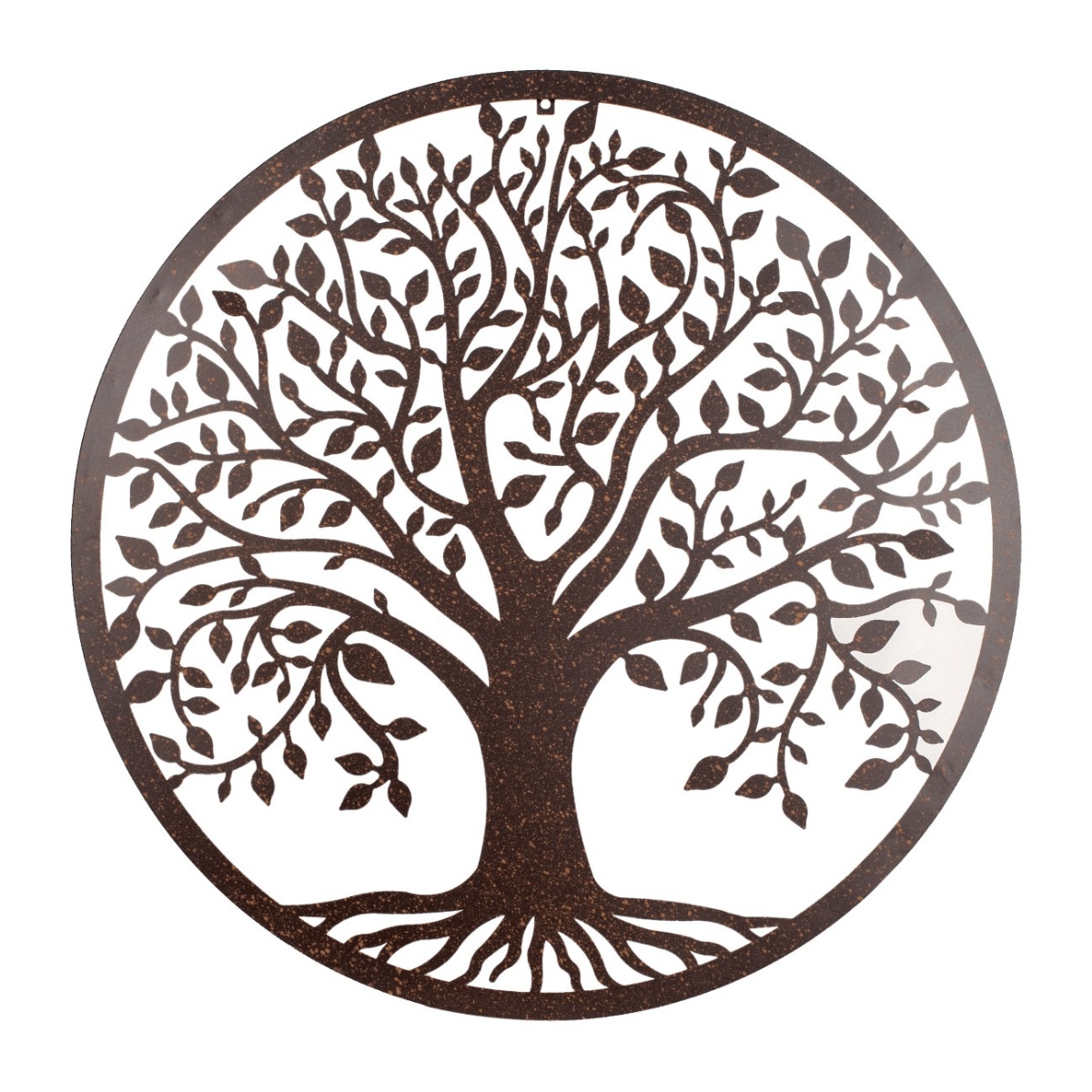 Déco murale ronde Métal Fanesk Arbre de Vie Noir et Rouille XL D82cm