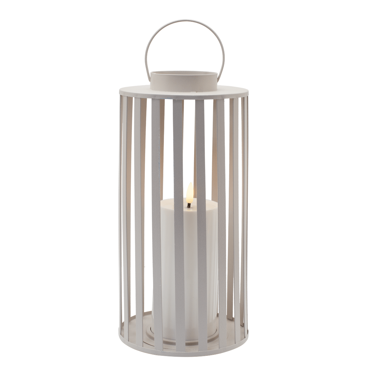 Lanterne extérieure métal avec bougie LED Devon Beige H30cm