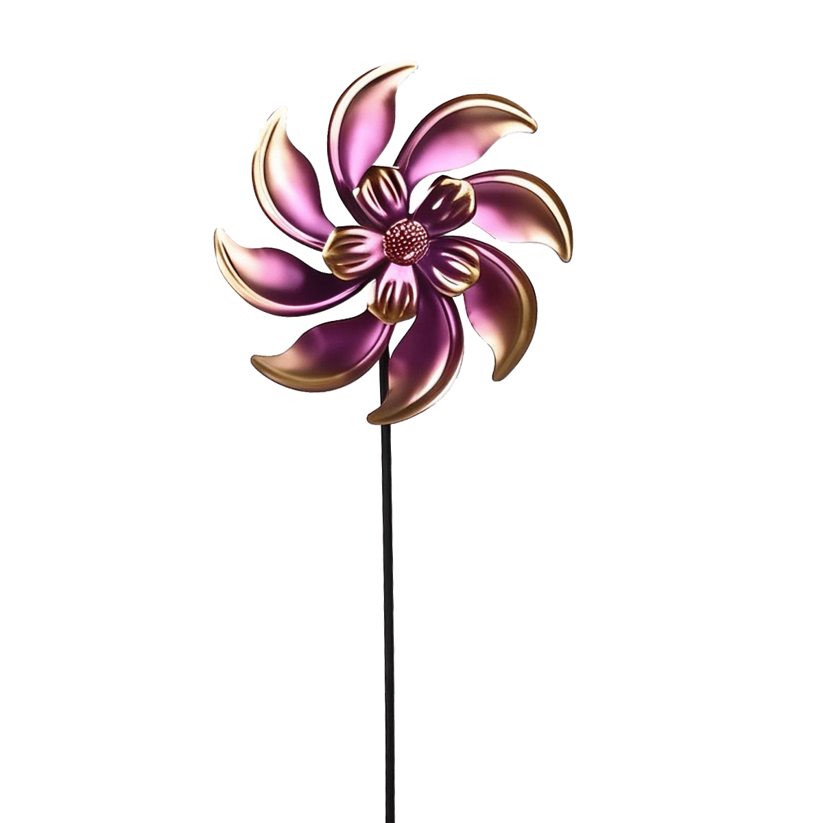 Moulin à vent Jardin métal Fleur Toml Rose H82cm