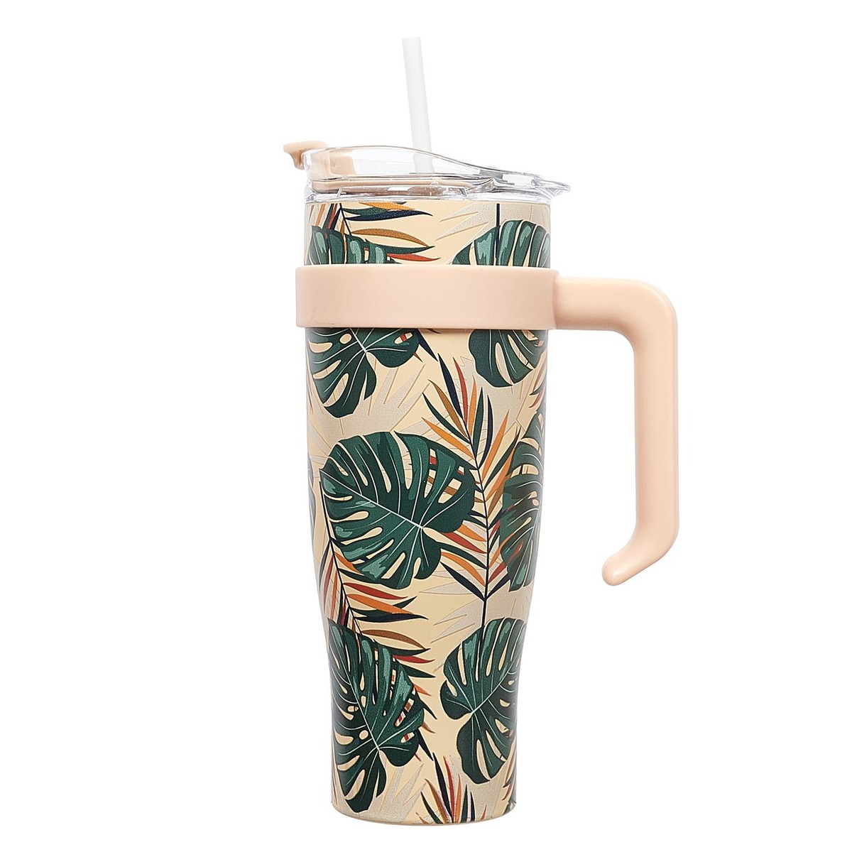 Mug de transport XXL avec paille design Fleurs Dubai - Tymito 1.2L