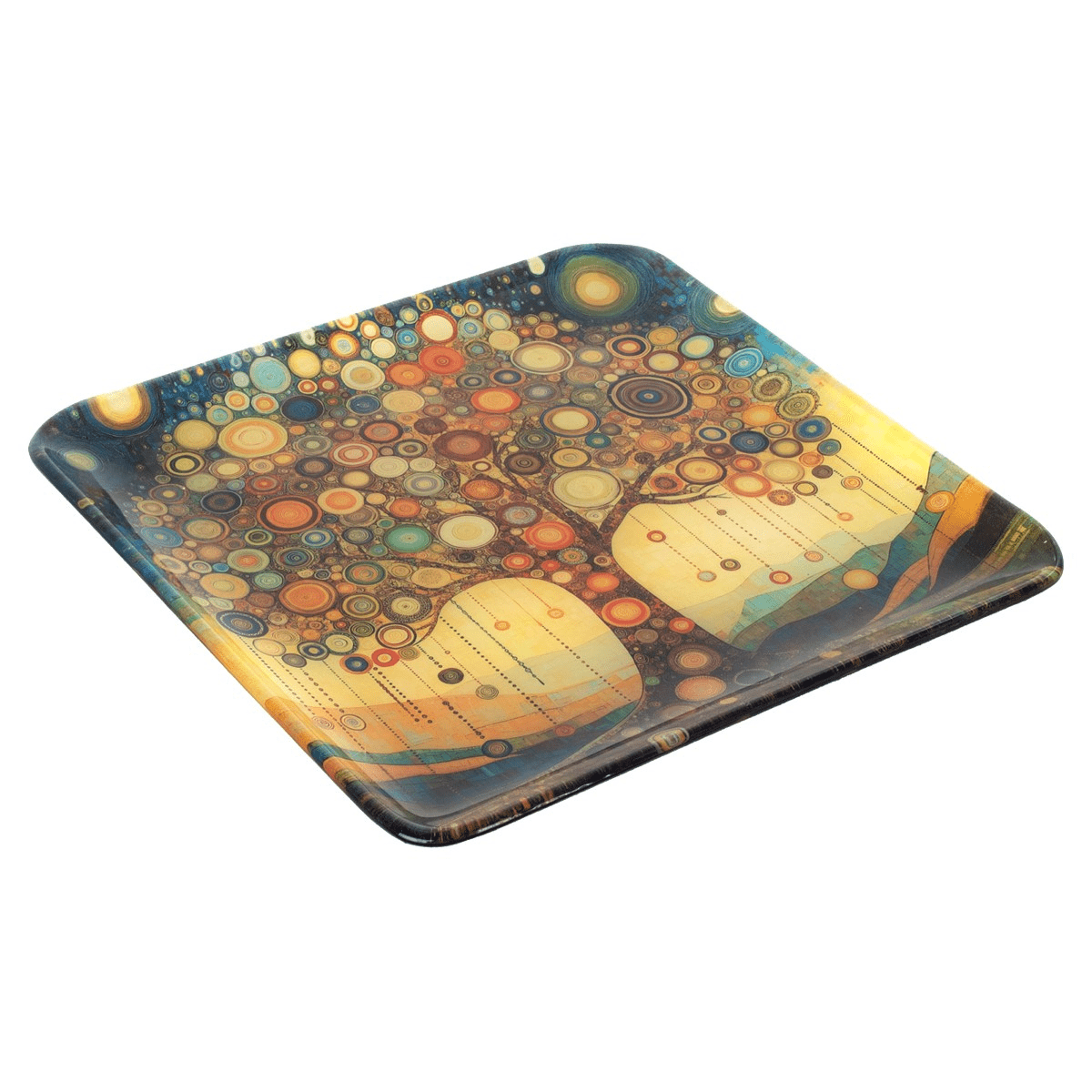 Plat en verre Garcibuey Arbre de Vie Multicolore 30x30cm