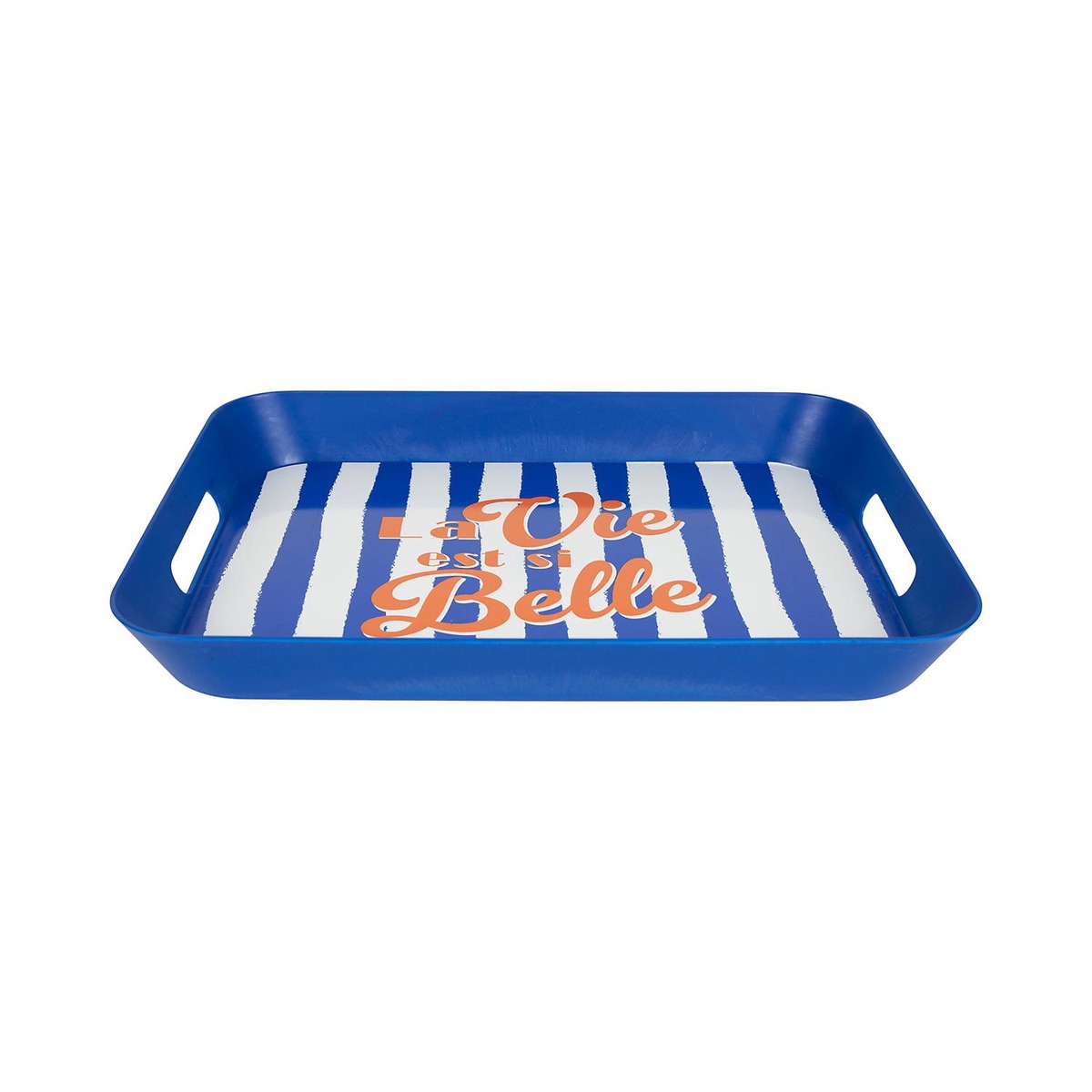 Plateau Toscana La vie est belle - Rayures Bleu 41x32cm