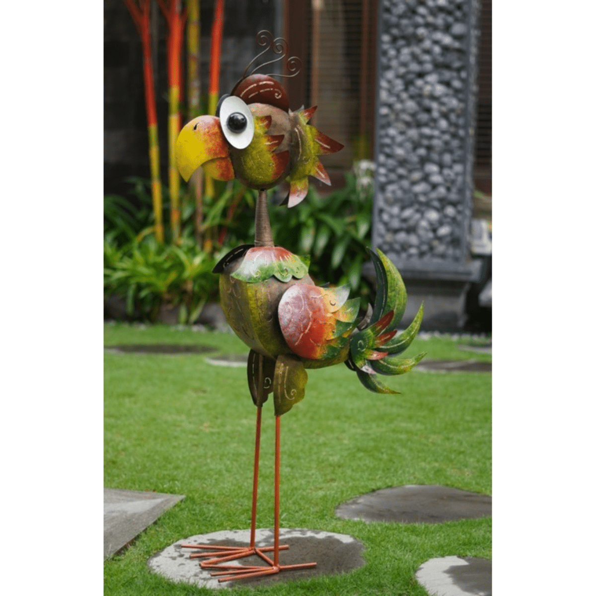 Statue Oiseau Rigolo métal Yelena coloré XL H133cm