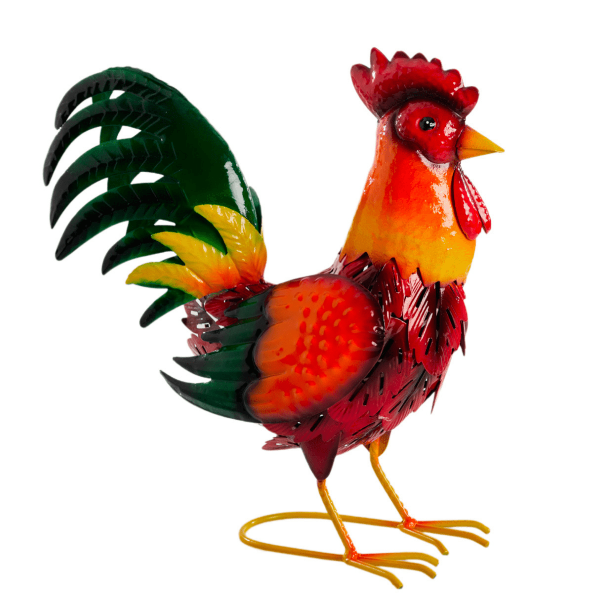 Statue métal Coq Gotipa Multicolore H28cm