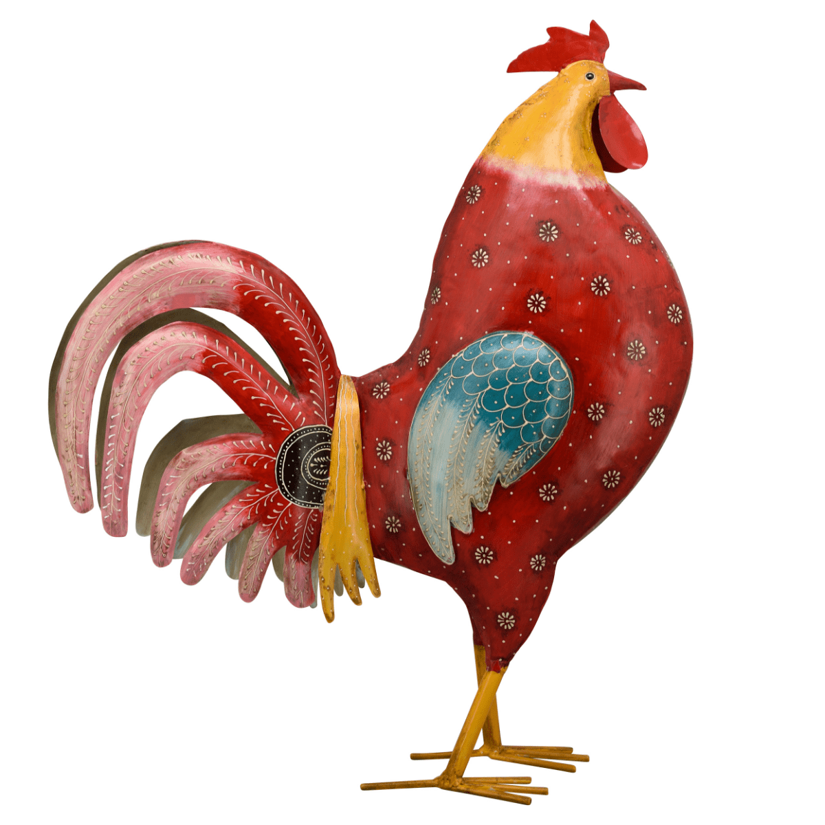 Statue métal Coq XL Nartulina Rouge H80cm