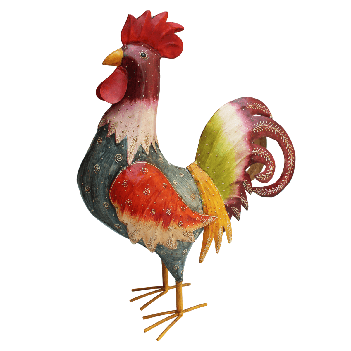 Statue métal Coq coloré Rio Multicolore H60cm