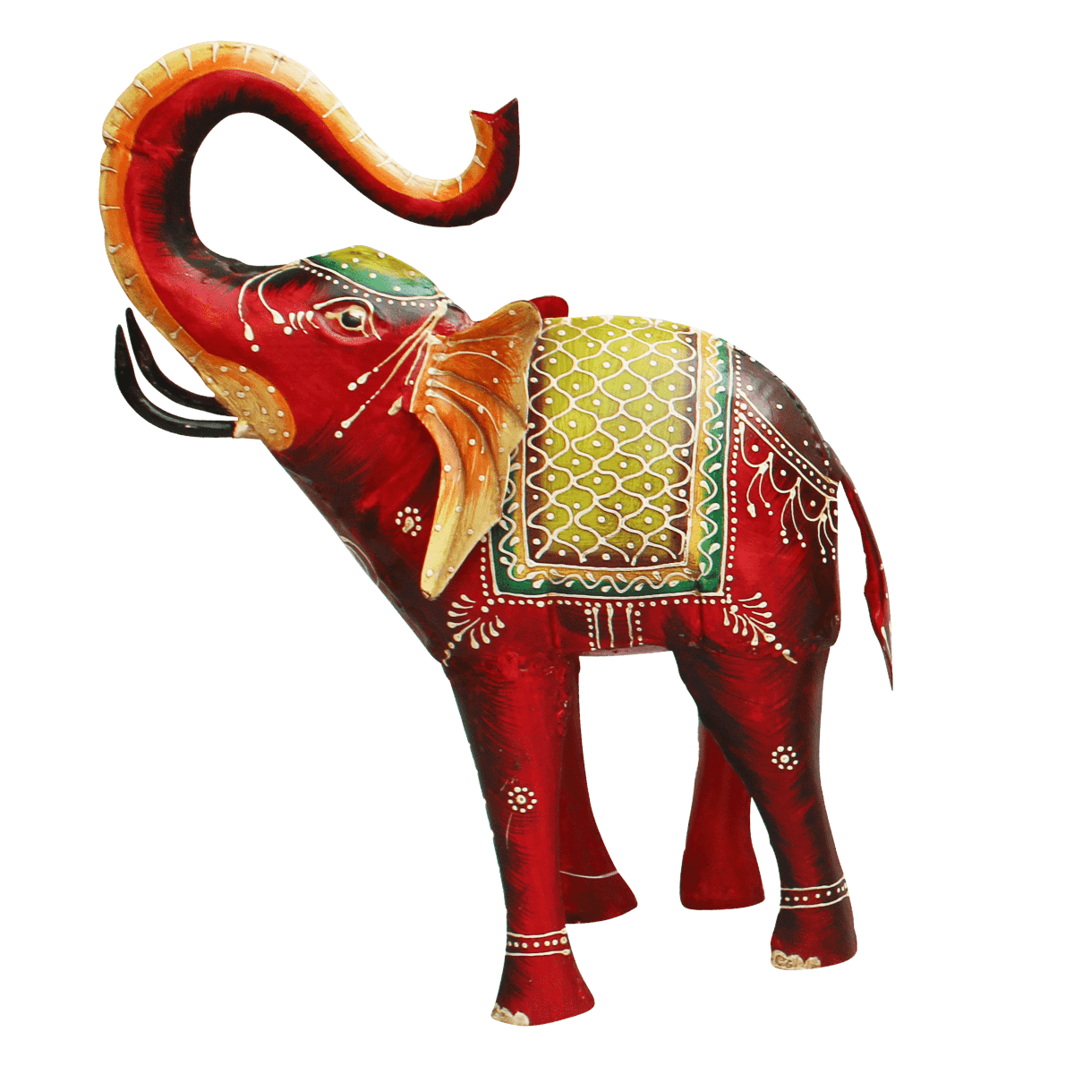 Statue métal Eléphant Toritu Rouge H35cm