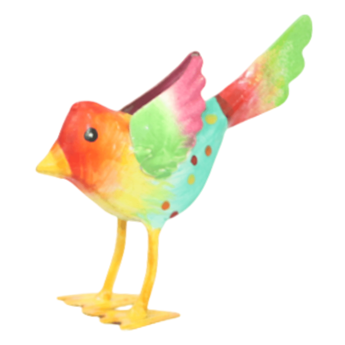 Statue métal Oiseau PM Jiji Orange H10cm