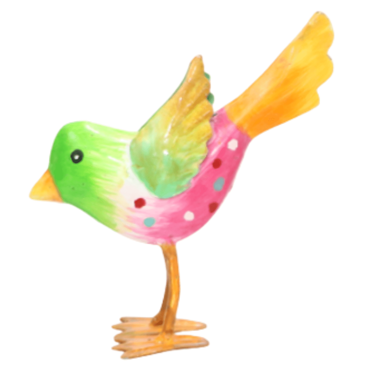 Statue métal Oiseau PM Jiji Vert H10cm