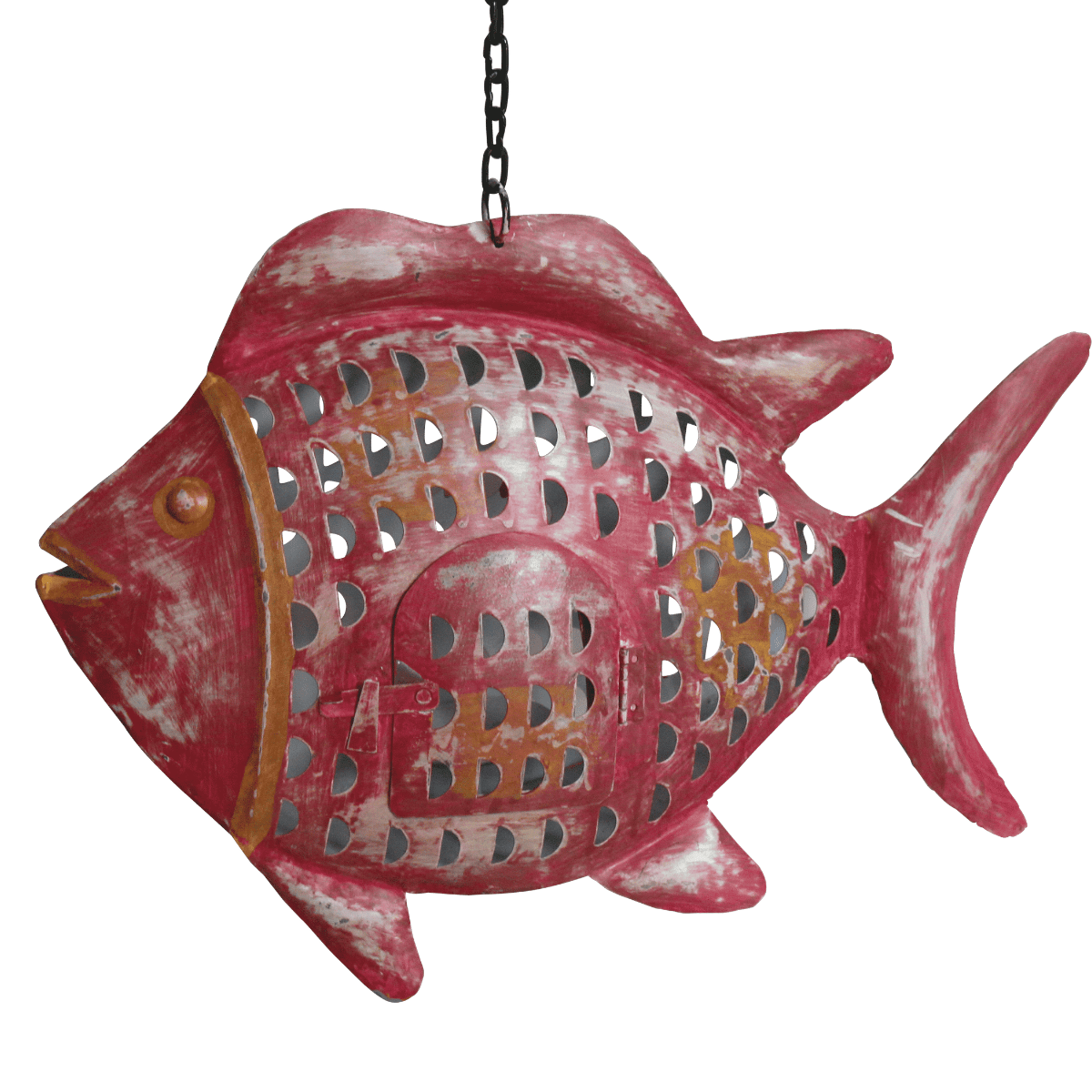 Statue métal Poisson Rouvekop Rouge L45cm - A poser ou accrocher
