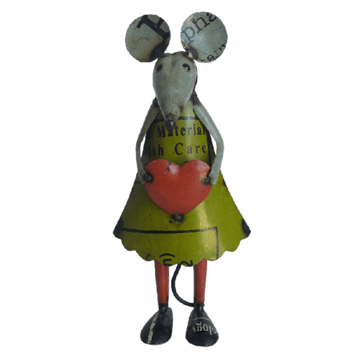 Statue métal Souris Fille avec Cœur Charlie H30cm