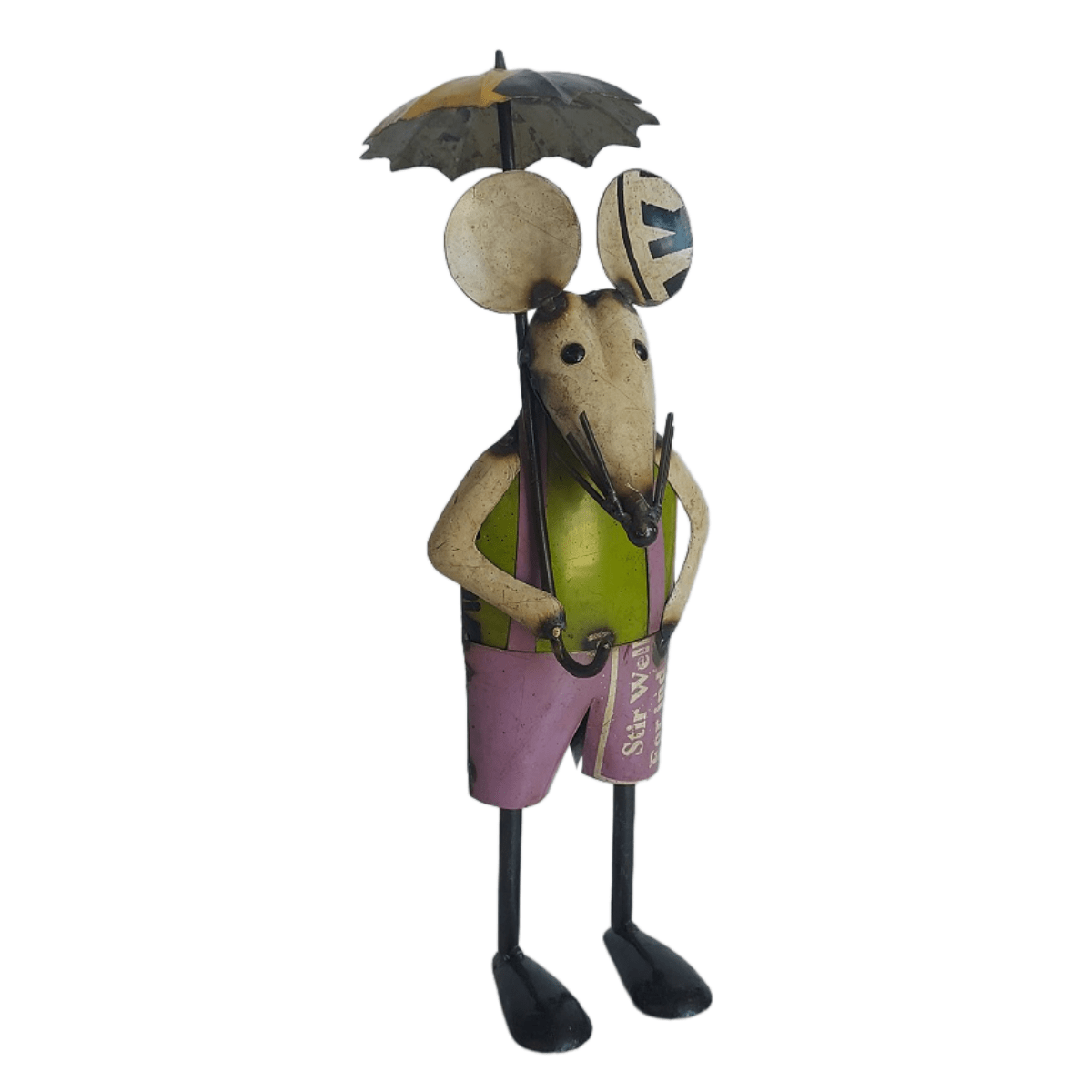 Statue métal Souris Garçon avec Parapluie Charlot H33cm