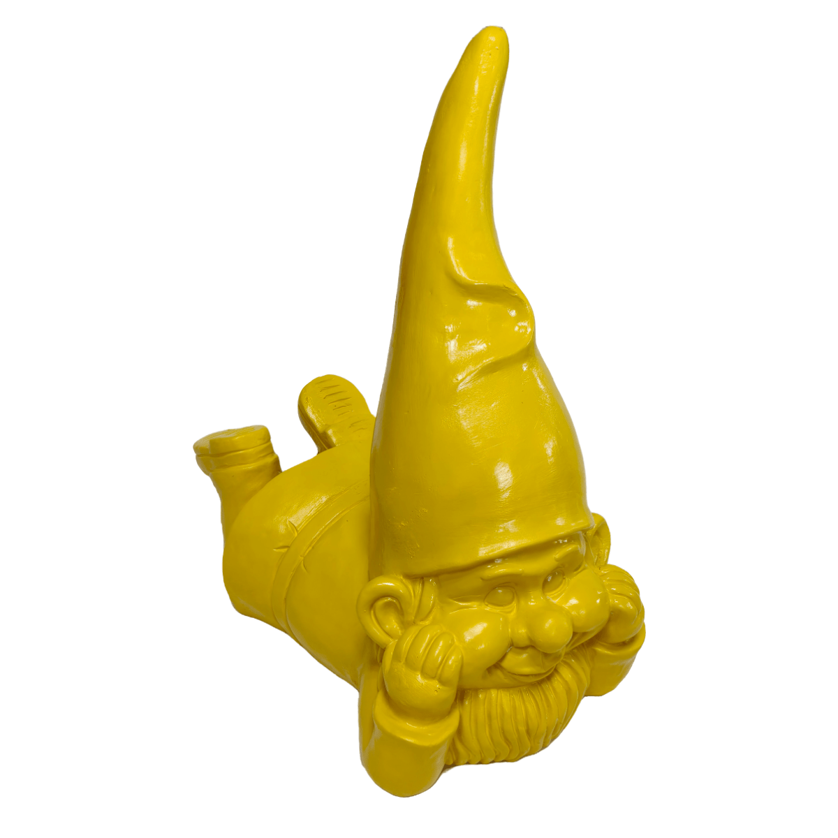 Statue résine Gnome couché Popy Jaune H41cm